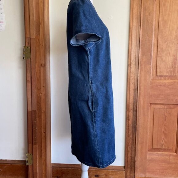 DRAPER JAMES Denim Puff Sleeve Sheath Shift Dress 10 - Picture 11 of 17